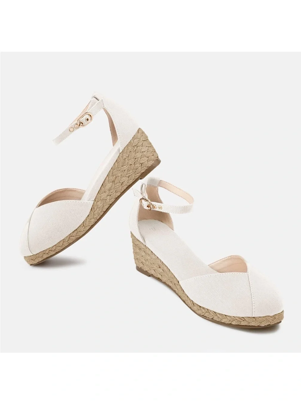 Juliet Holly NWOT Ankle-Strap Espadrille Wedge in White